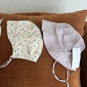 SANNA baby & child floral bonnet + H&M purple linen bucket hat
